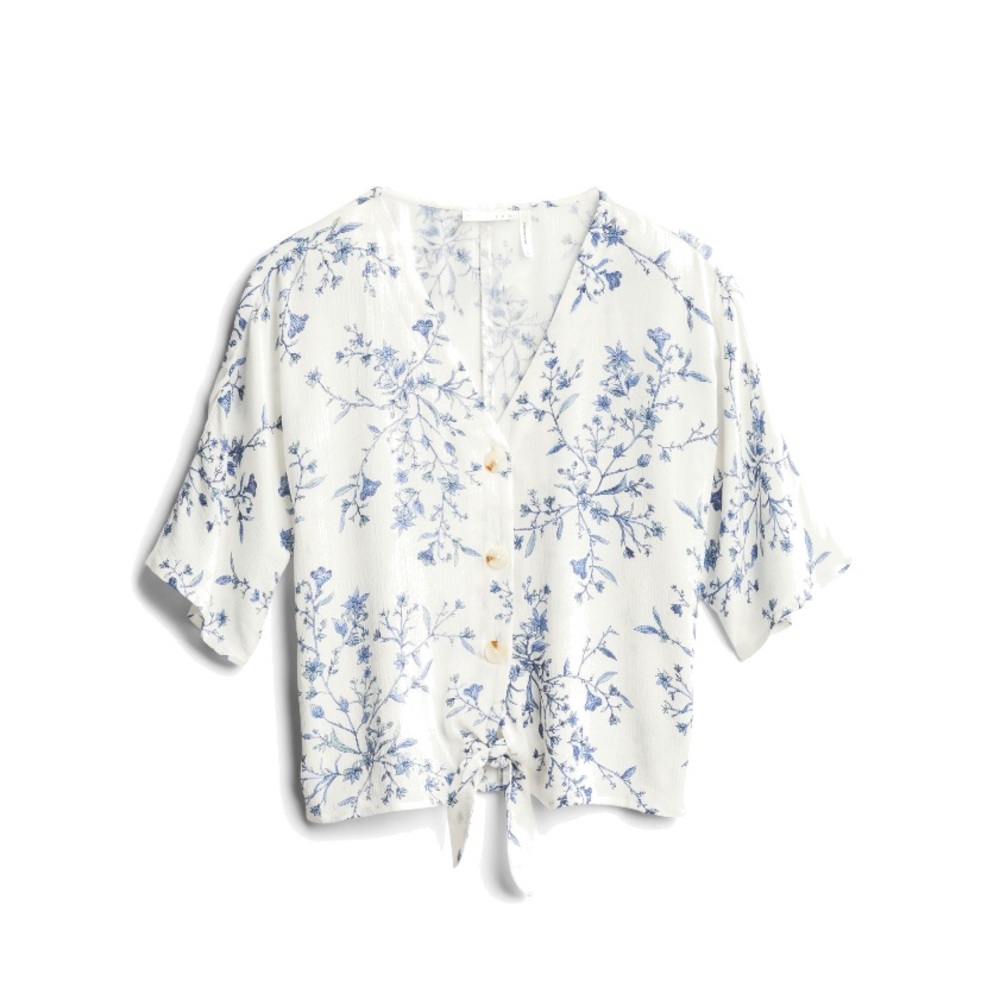 LUQ Elayne Tie Front Top Medium | White